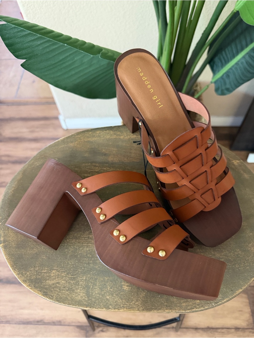 Madden Girl Tan Strappy Platform Heels